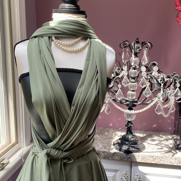 Sage Versatile Spandex Stretch Cocktail Mini Dress - Picture 10 of 11